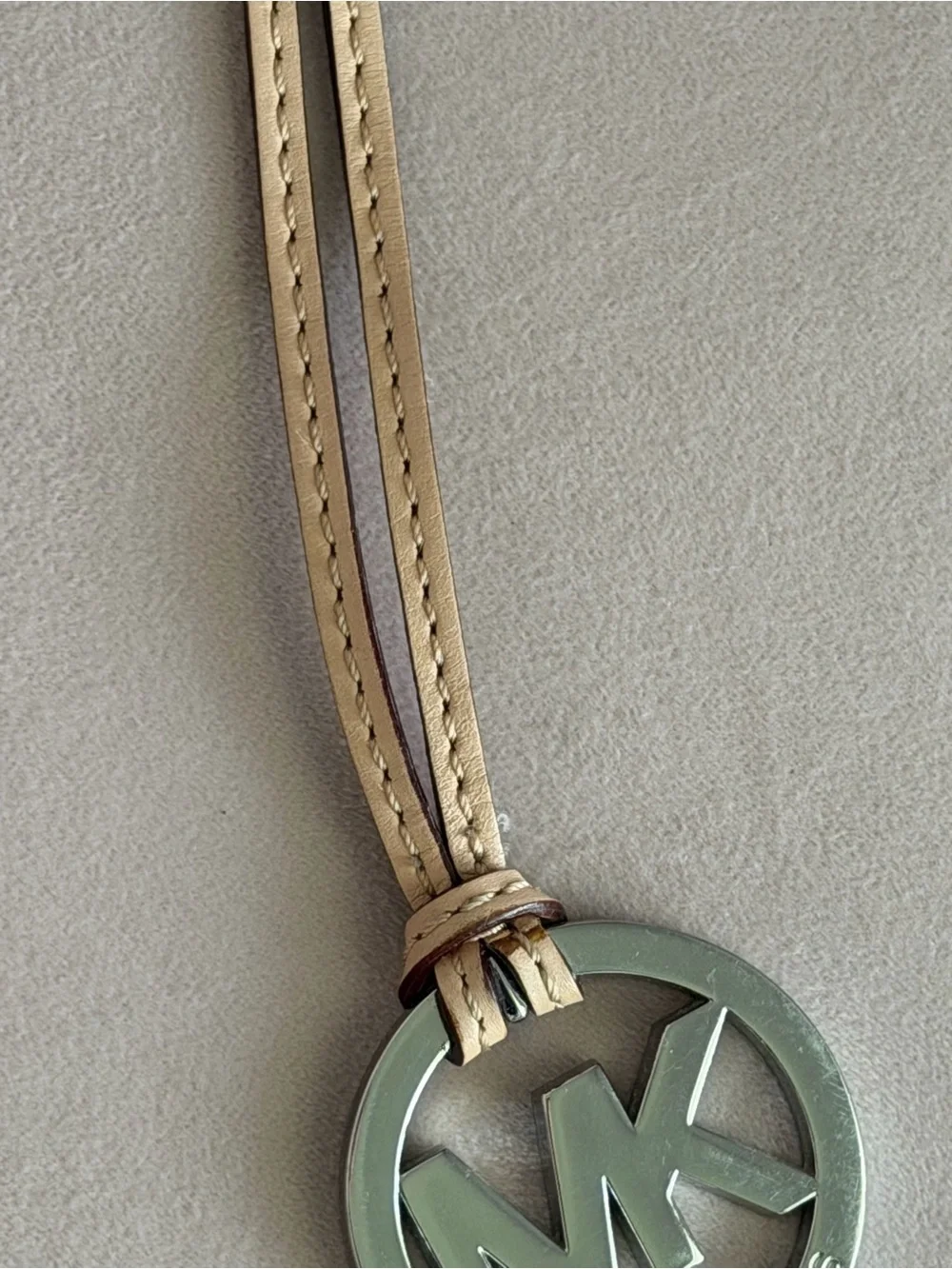 Michael Kors Tan Leather Strap with Silver MK Logo Charm